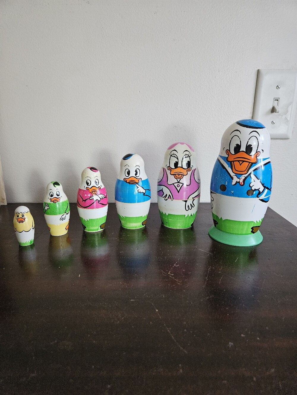 Vtg 1960s Donald Duck Family Nesting Dolls Eichhorn West Germany Complete Set.